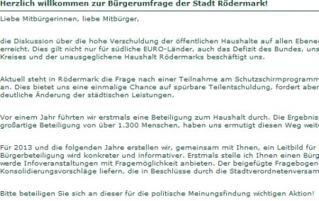 Ende der Bürgerbeteiligung zum Haushalt 2013?