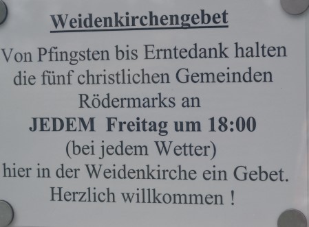 Weidenkirche Hinweis