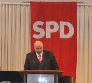 SPD Neujahrsempfang. Fahne hing nicht mittig.