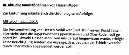 Mitteilungen Magistrat zu Stavo 17.11.2015