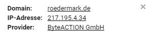 IP-Adresse und Provider Webseite Stadt Rödermark.