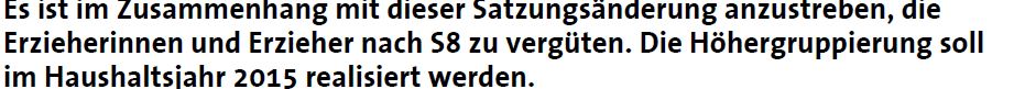 Höhergruppierung der Erzieher von S6 nach S8