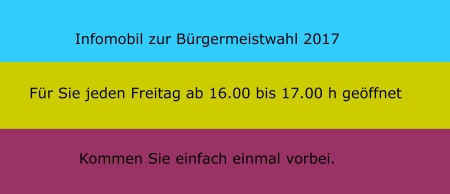 Wahlmobil zur Bürgermeisterwahl in Rödermark unterwegs.