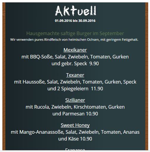 Diese Burger sind der Hammer. Hotel Odenwaldblick