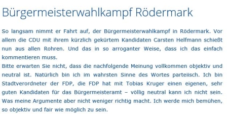 Beurteilung der BM-Kandidaten von Dr. Rüdiger Werner.