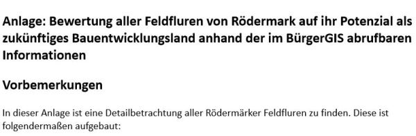 Bewertung aller Feldfluren von Rödermark auf ihr Potenzial