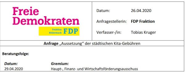 FDP. Anfrage zu Gebühren.