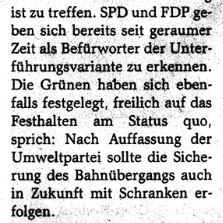 AL/Die Grünen. Bahnunterführung Dieburger Straße. 1995
