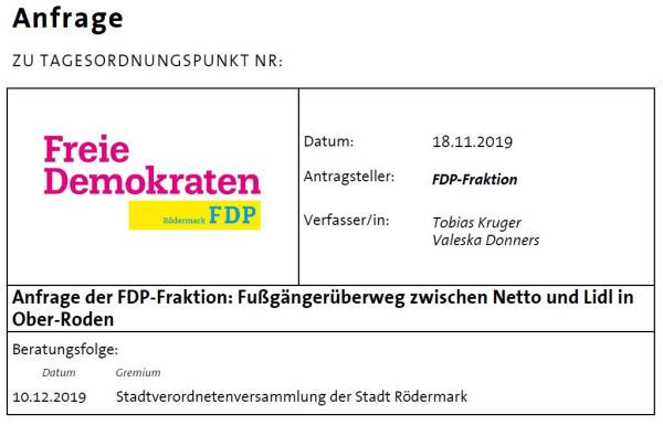 Anfrage FDP 10.12.2019