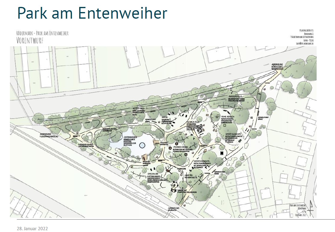 Urberach. Park am Entenweiher. Umgestaltung im Rahmen eines Förderprogramms.