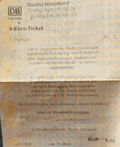 Das Neun-Euro-Ticket