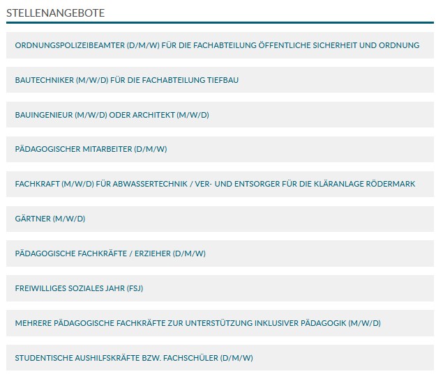 Aktuelle Stellenangebote Stadt Rödermark