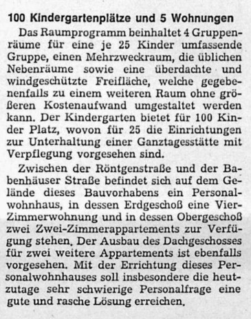 Kindergarten Motzenbruch Ober Rodener Anzeigeblatt 1972