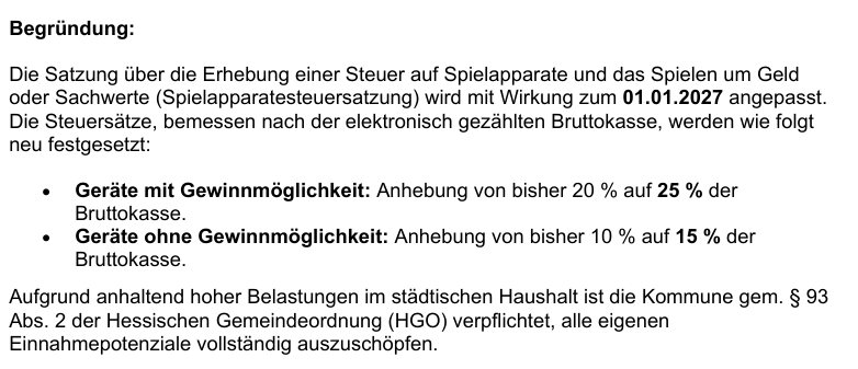 Spielapperatesteuer 2026